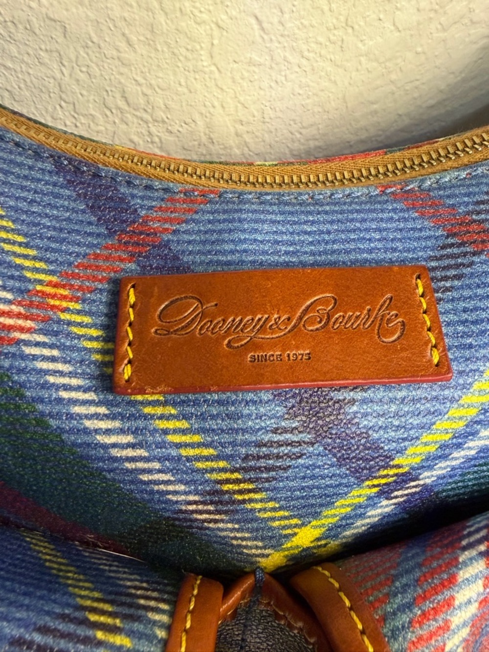 Dooney & Bourke Multicolor Plaid Shoulder Bag with Tan Trim - Picture 4 of 10